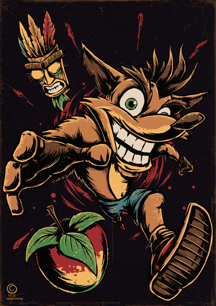 Crash Bandicoot - Моё, Crash Bandicoot, Playstation, Арт, Длиннопост