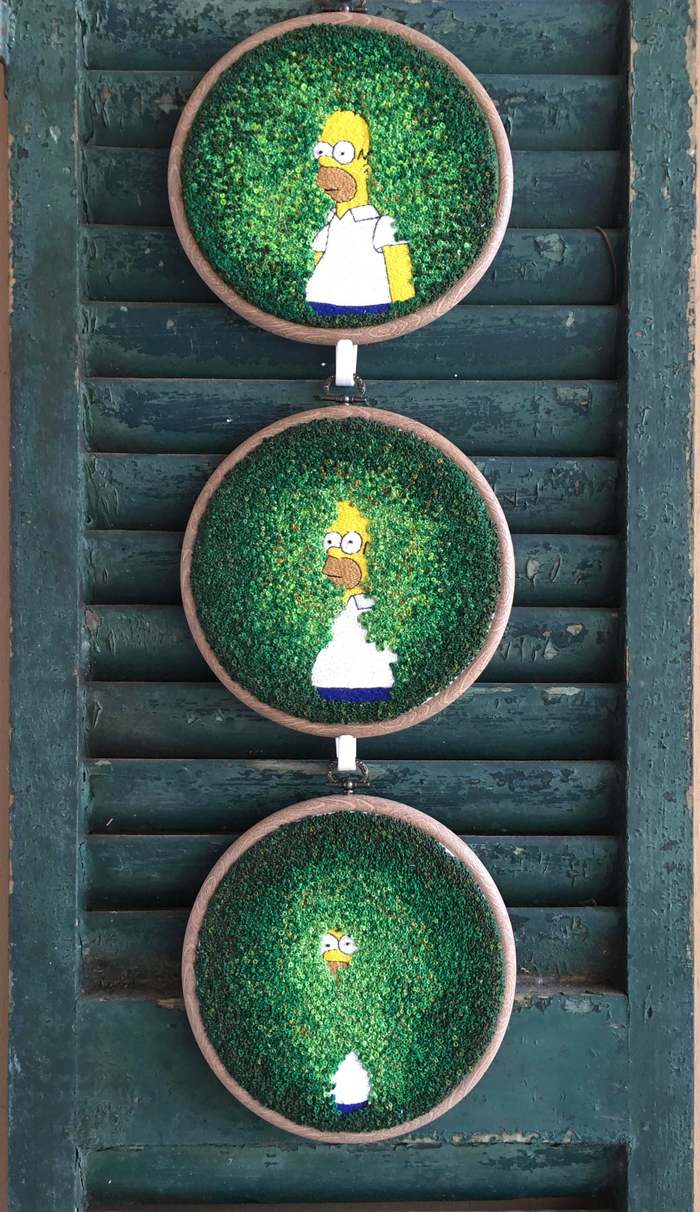 Embroidery for a fan - The Simpsons, hoop, Embroidery