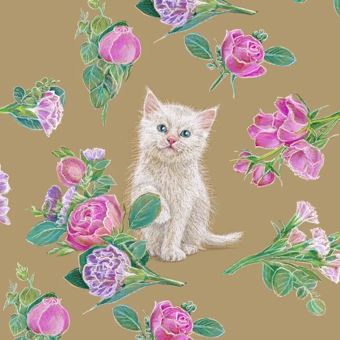 Happy March 8th! - My, Images, cat, Congratulation, Art, Flowers, Design, Drawing