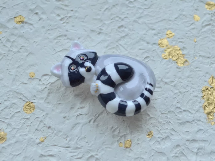 Again about “sticking it on” - My, Creation, Handmade, Decoration, Polymer clay jewelry, Brooch, Hobby, Raccoon, Polymer clay, Longpost