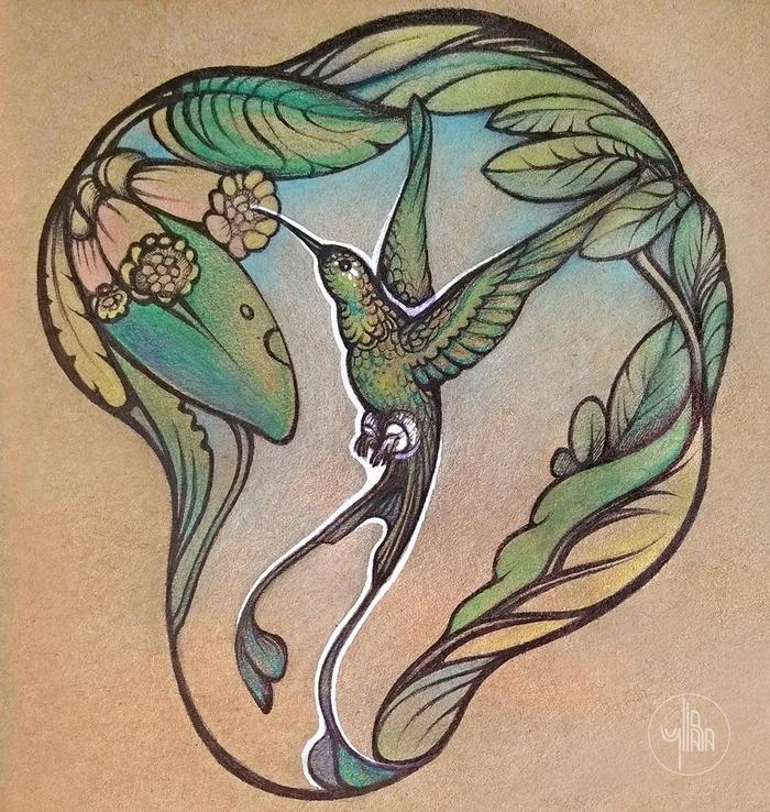 Hummingbird - Birds, Hummingbird, Art, Yullapa, Traditional art