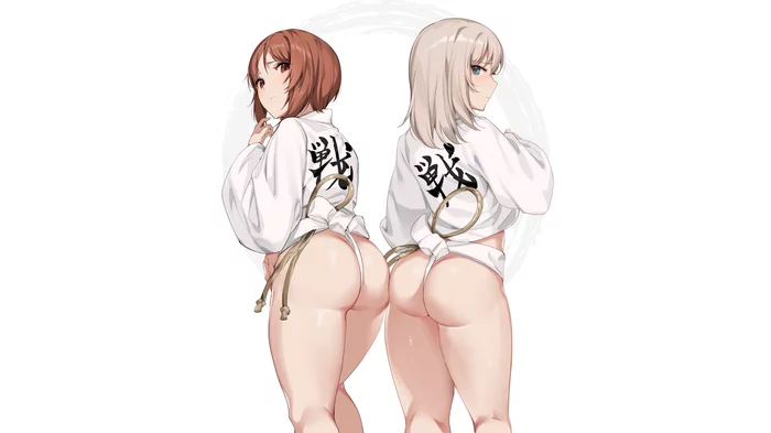 Anime art - NSFW, Anime art, Nishizumi Miho, Girls und panzer, Itsumi Erika, Anime, Booty