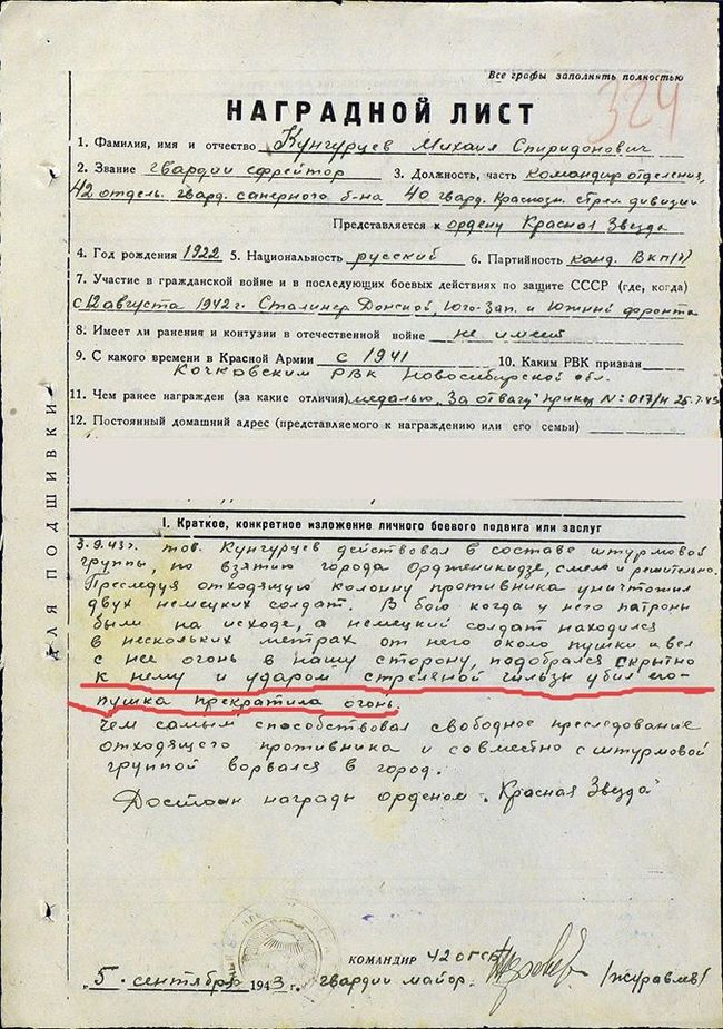 In decisive hands, a spent cartridge is a deadly weapon! - The Great Patriotic War, Feat, Weapon casings, Award list