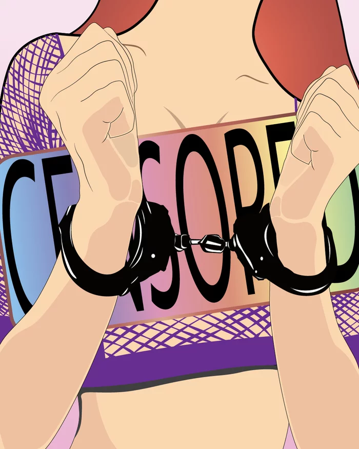 There is censorship everywhere... - My, Censored, Adobe illustrator, Handcuffs, Redheads, Illustrations