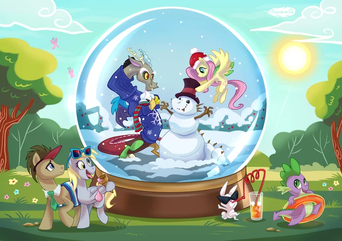 They have their own atmosphere there - My little pony, Derpy hooves, Doctor Whooves, Spike, Fluttershy, MLP Discord