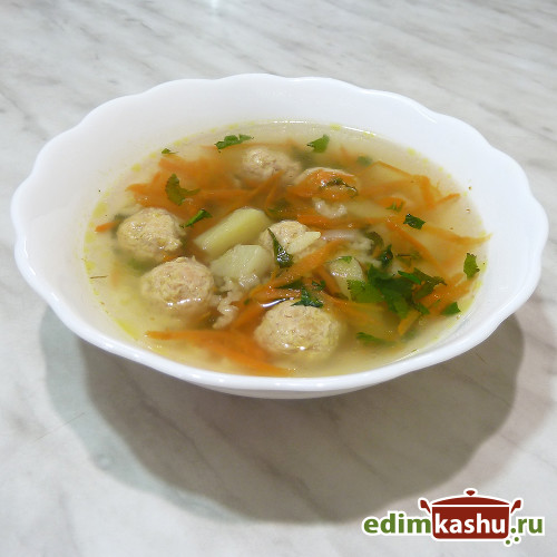 Soup with meatballs, potatoes and rice - My, Video recipe, Soup, Video, Longpost, Recipe