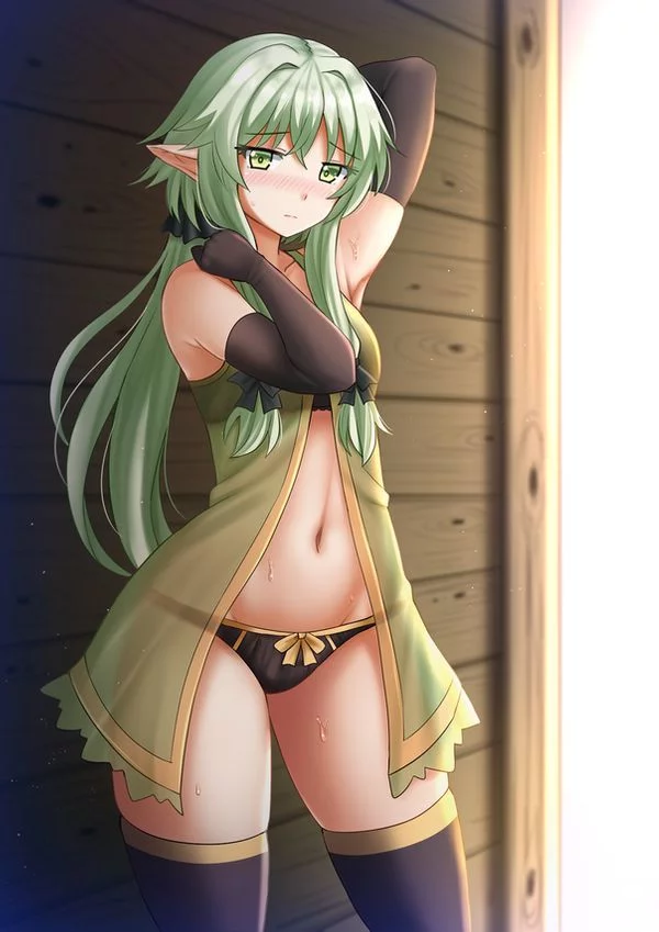 High Elf Archer - NSFW, High Elf archer, Аниме, Anime Art, Goblin Slayer, Арт, Эльфы, Панцу, Нижнее белье