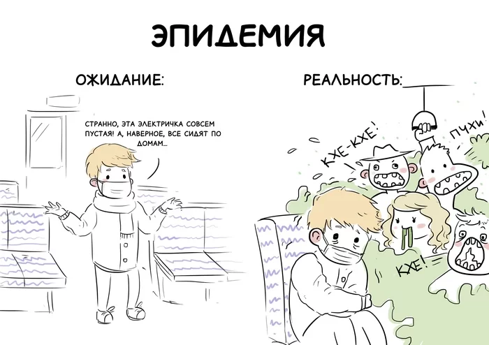 Expectation and reality... - Epidemic, Expectation and reality, Coronavirus, Public transport, Picture with text