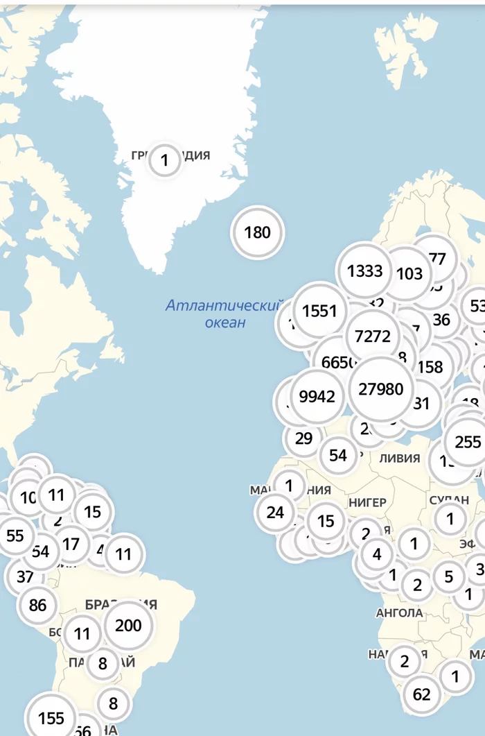 Greenland becomes infected with the latest... - Coronavirus, Yandex maps