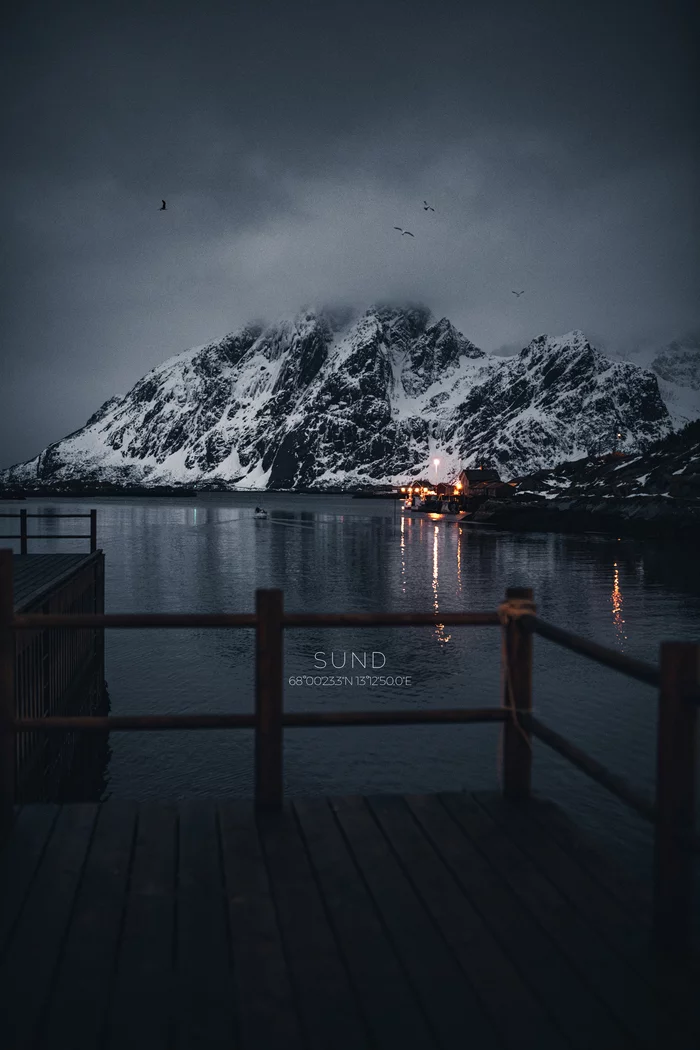 Early morning in Lofoten, Norway - My, Norway, The mountains, Island, Sea, Nature, Snow, Scandinavia, The photo