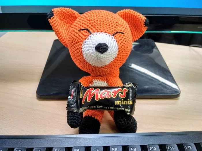 Good mood to you all! - My, Amigurumi, Fox, Toys, Knitted toys