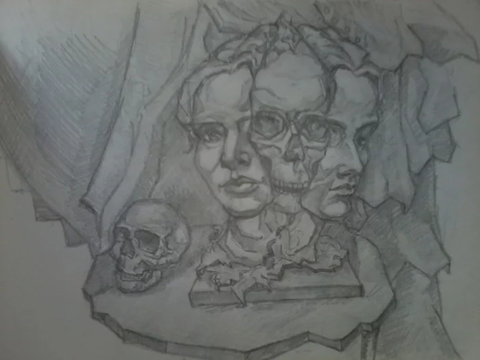 Three heads :D - My, Painting, Drawing, Beginner artist, Artist, Pencil drawing, I paint like a nerd, Art