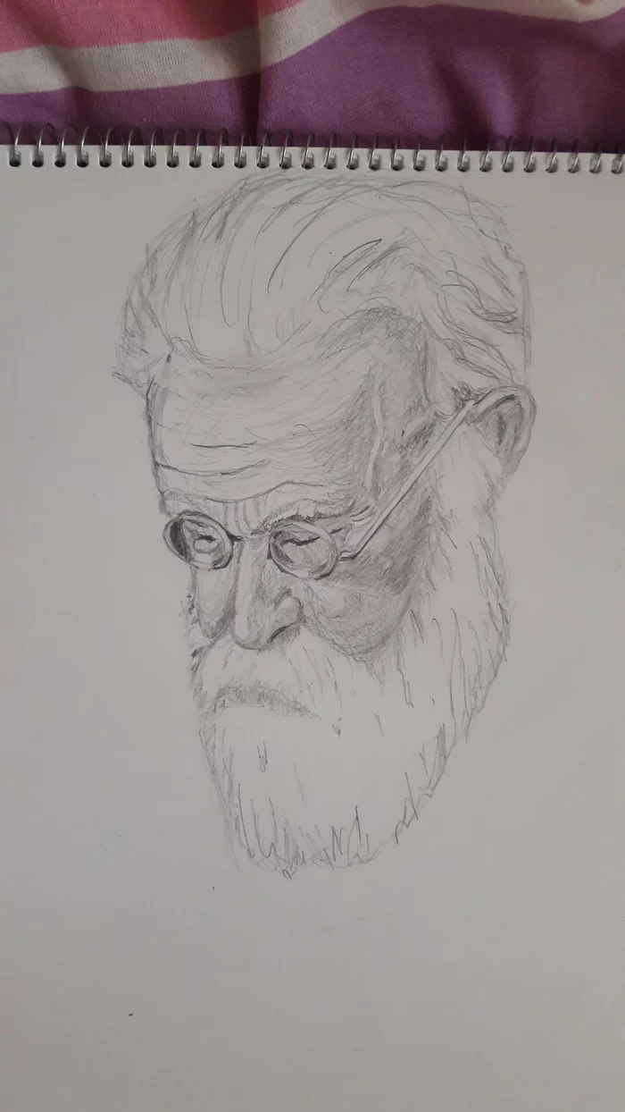 Reply to the post “Portrait of Vladimir Vernadsky” - Portrait, Graphics, Art, Black and white, Vernadsky, Pencil drawing, Pencil, Reply to post