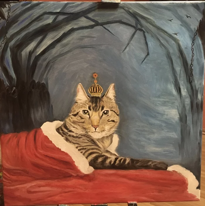 Hell's fiend - My, Painting, Oil painting, Artist, cat