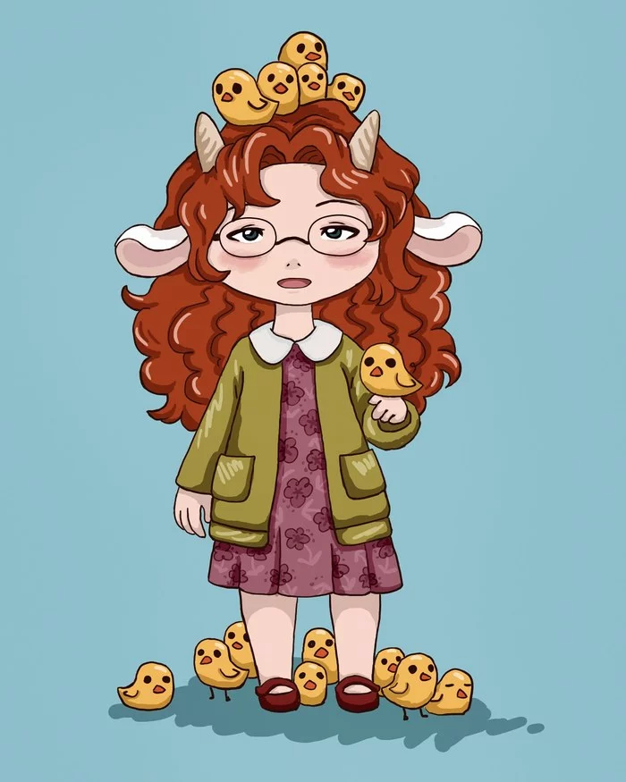 I just love sheep - My, Art, Chibi, Drawing, Digital drawing