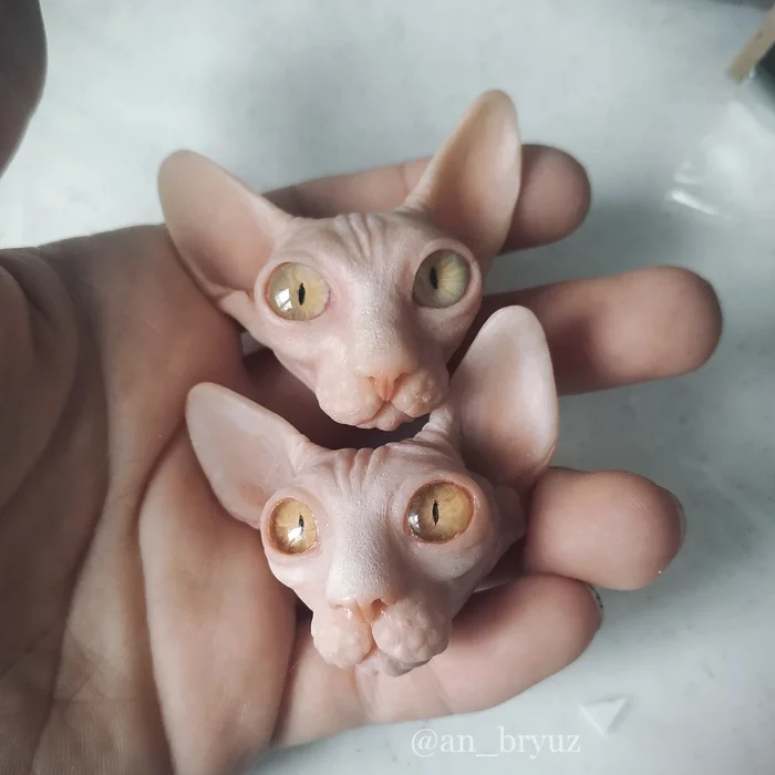 Sphinx brooches! - My, cat, Animals, Polymer clay, Brooch, Handmade, Sculpture, Sphinx, Video, Longpost, Needlework without process