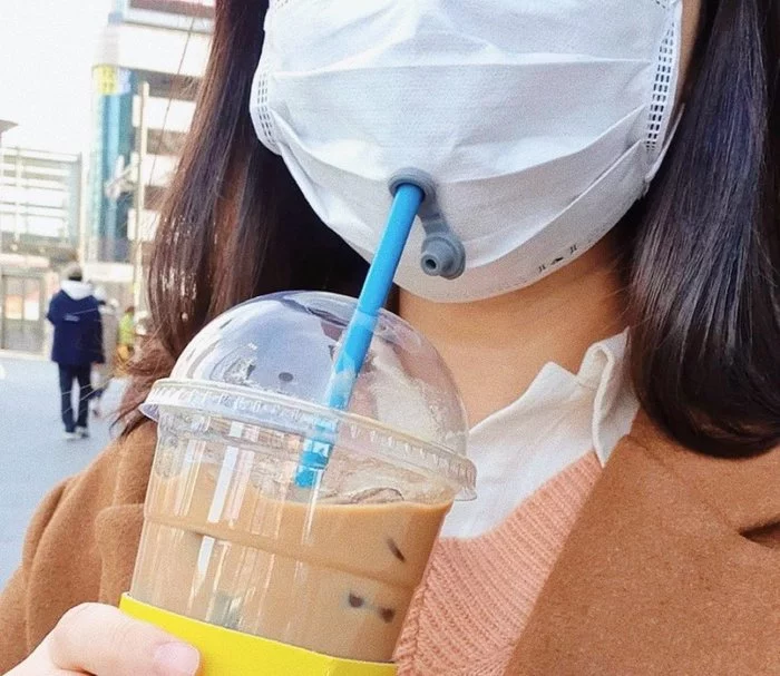 It seems to me that there should be masks with valves of larger diameters... - Girls, Mask, Valve, Cup, Straw, Beverages, Drink, Means of protection