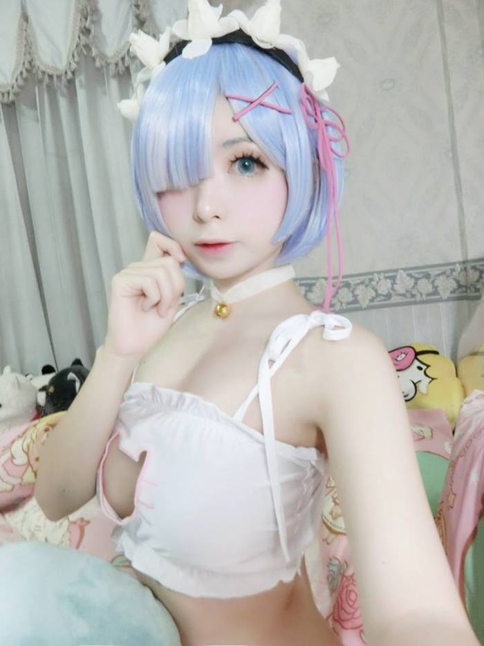 Rem IRL - Re: Zero Kara, Rem (Re: Zero Kara), Cosplay, Cat keyhole bra, Anime