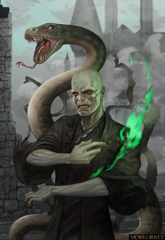 Lord Voldemort and Nagini, MorKorney/DarkTalesTeam, Digital Painting, 2020 - Моё, Арт, Гарри Поттер, Волан-Де-Морт, Картинки, Художество, Иллюстрации, Артист