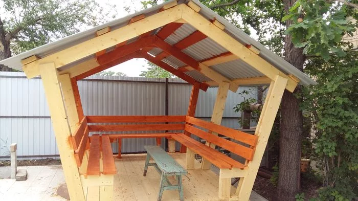 DIY gazebo (part 2) - My, Alcove, Carpentry, With your own hands, Longpost, Video