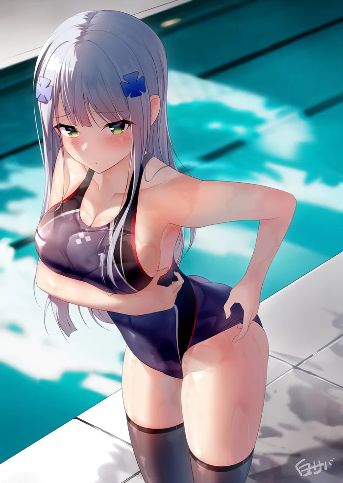 Hk416 - NSFW, Girls Frontline, Hk416, Не аниме, Anime Art, Купальник, Аниме