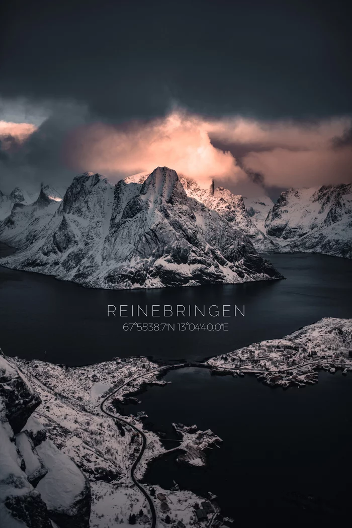 View from Mount Reinebringen, Norway - My, Norway, The mountains, Travels, Sea, The photo, Snow, Longpost