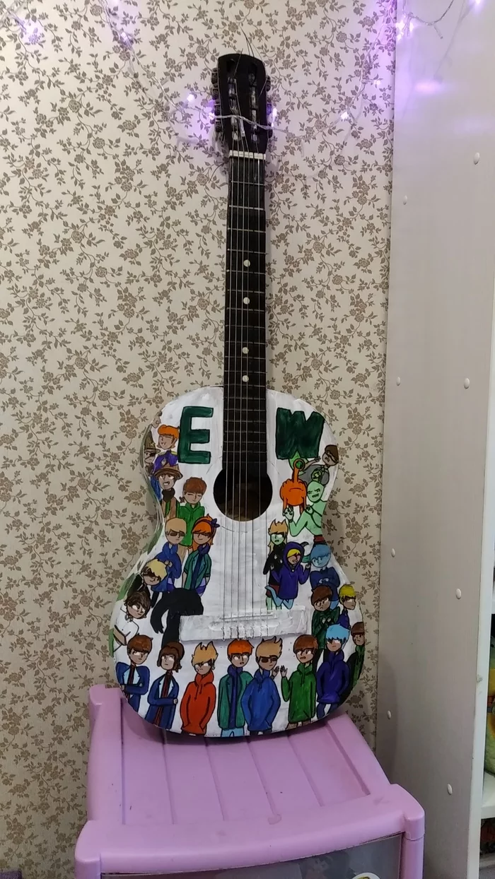 Guitar painting for Eddsworld fans - My, Needlework without process, Painting, Hobby, Eddsworld, Longpost, Children