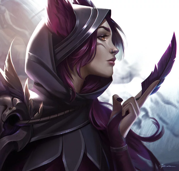 Xayah by Roanna Peroz - Roanna Peroz, Xayah, Art, Portrait, Fan art, Illustrations, League of legends