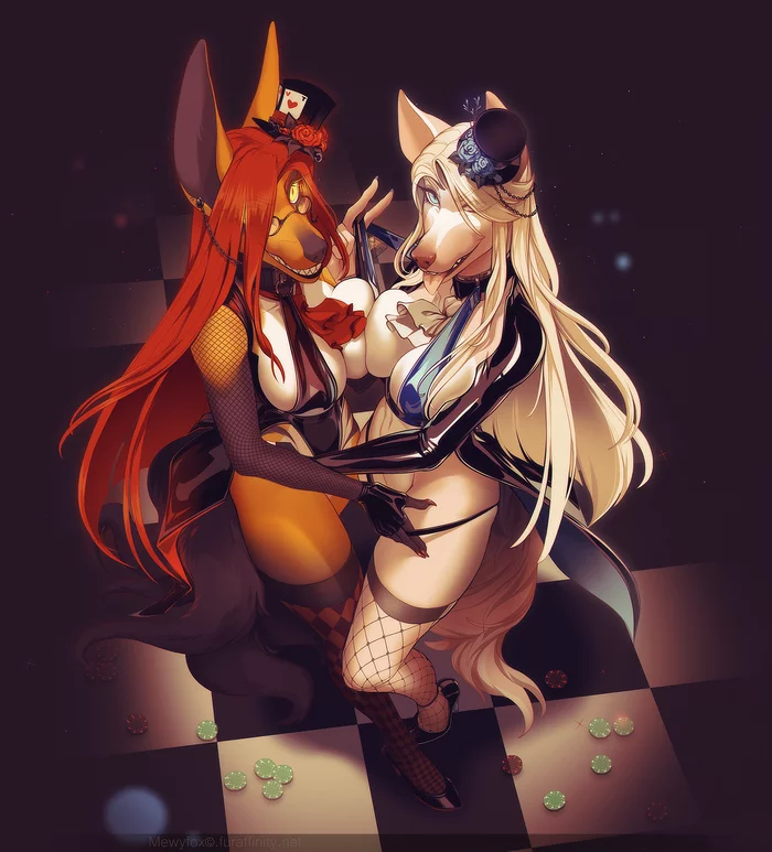 At the casino - NSFW, Furry, Anthro, Art, Furry edge, Furry lesbian, Mewyfox