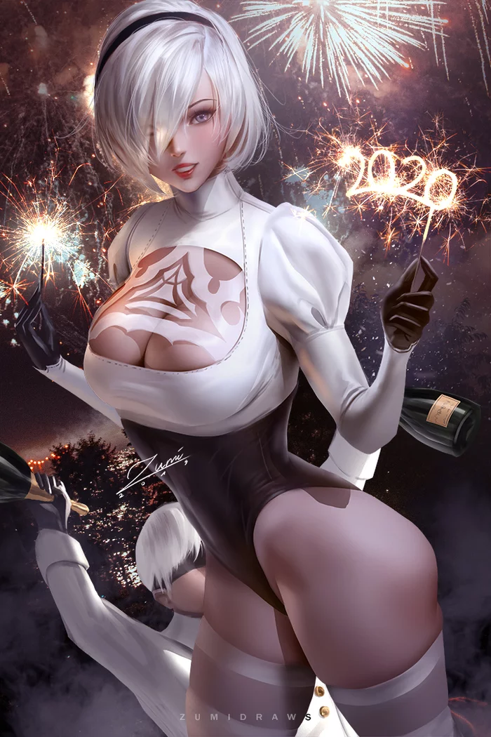 Yorha 2b - NIER Automata, Yorha unit No 2 type B, Yorha unit no 9 type S, Арт, Игры, Zumidraws