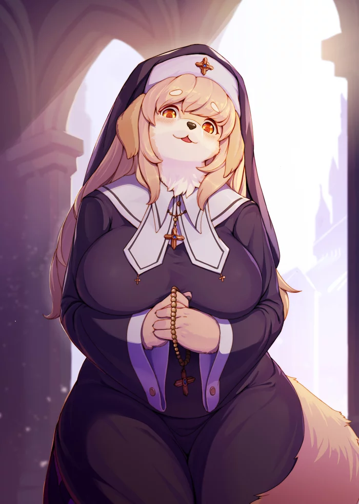 Art - Whooo-Ya, Binglebingle7, Furry, Furry art, Furry canine, Nun, Longpost