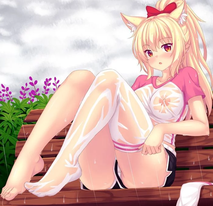 Rain - NSFW, Anime, Pantsu, Breast, Anime art, Original character, Animal ears, Tiffy, Neko