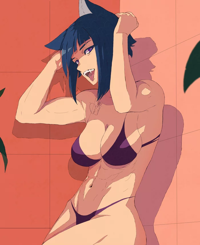 Summer vibes - Art, Strong girl, Bikini, Anime, Anime art, Anime original, Girls, 