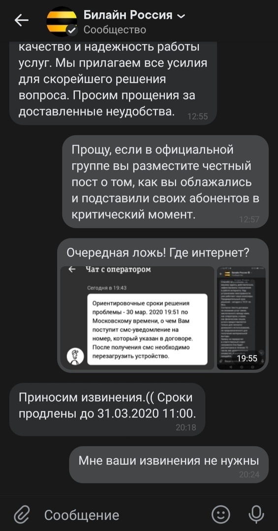 Билайн во время эпидемии коронавируса обделался больше, чем все скупившие туалетную бумагу вместе взятые - Моё, Билайн, Коронавирус, Самоизоляция, Карантин, Подстава, Длиннопост, Интернет, Жалоба