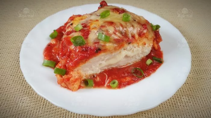 Chicken breast with cheese in tomato sauce - My, Recipe, Chew-Ka!, Hen, Cheese, Oven, Yandex Zen, Longpost, Food, Cooking