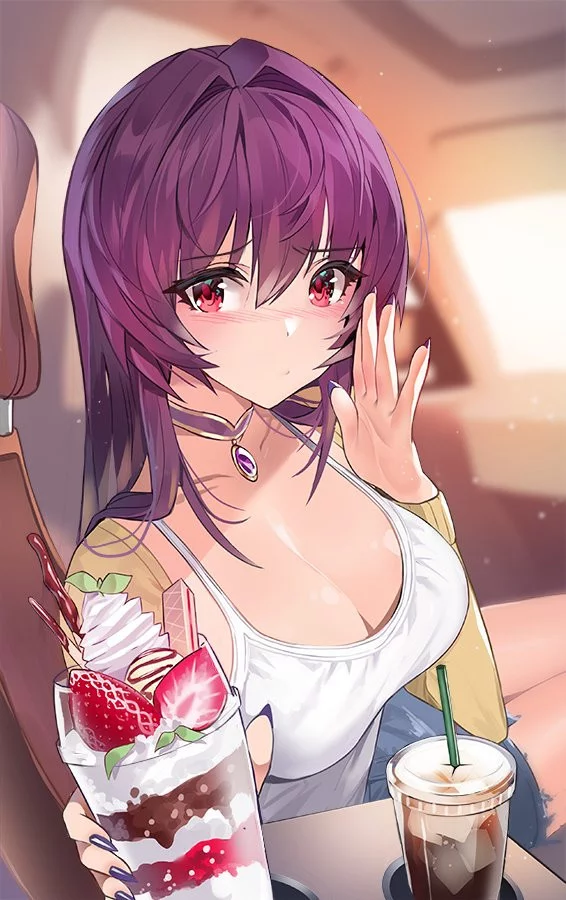 Blushing Shishou - Fate, Fate grand order, Scathach, Anime, Anime art