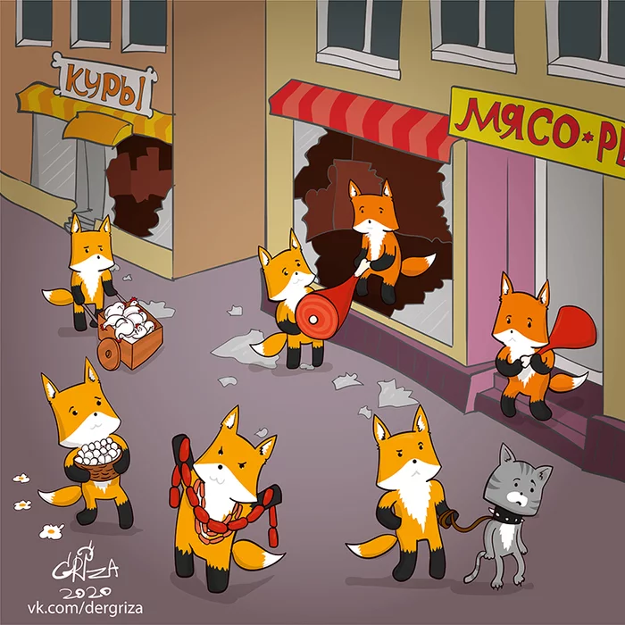 Quarantine in the city - My, Chanterelles against cats, Fox, Quarantine, Score, Robbery