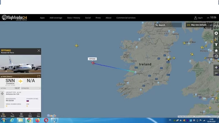 AN-124 flew to the USA after refueling in Shannon (Ireland) - My, Coronavirus, USA, Russia, Humanitarian aid