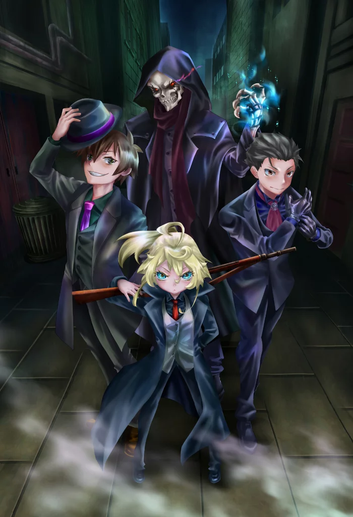 Mafia Quartet - Anime, Isekai quartet, Anime art, Tanya Degurechaff, Ainz ooal gown, Satou kazuma, Natsuki subaru, Youjo senki, Overlord, Re: Zero Kara, Konosuba