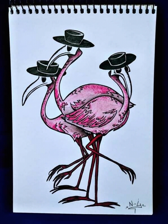 Flamingo.April.2020 - My, Flamingo, Plague Doctor, Mask, Graphics, Drawing