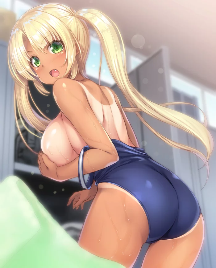 Girl - NSFW, Аниме, Anime Art, Original Character, Купальник, Хвост, Грудь, Попа