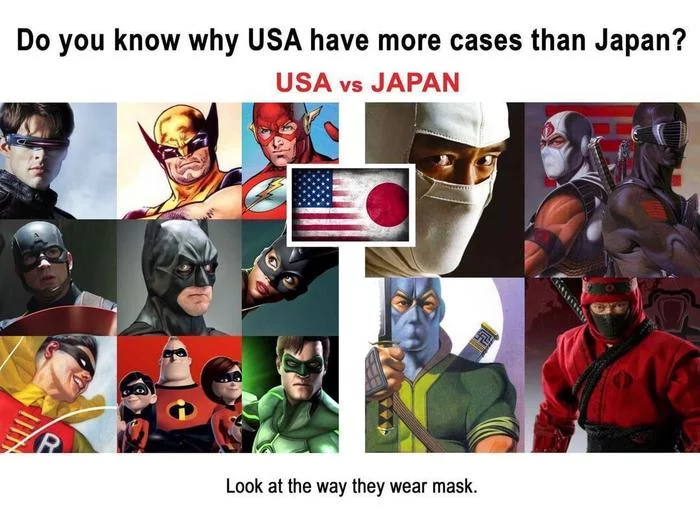 Why are there more infections in the US than in Japan? - Coronavirus, USA, Japan, Superheroes, Marvel, Dc comics, Humor