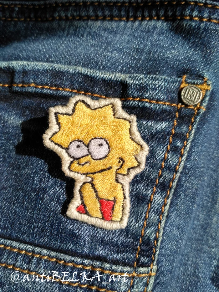 Brooch Lisa Simpson - My, The Simpsons, Brooch, Homer Simpson, Handmade, Needlework without process, Needlework, Embroidery, Stripe, Longpost