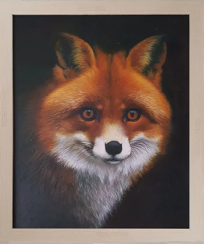 Fox - My, Fox, Painting, Oil painting, Painting, Animalistics, Animals