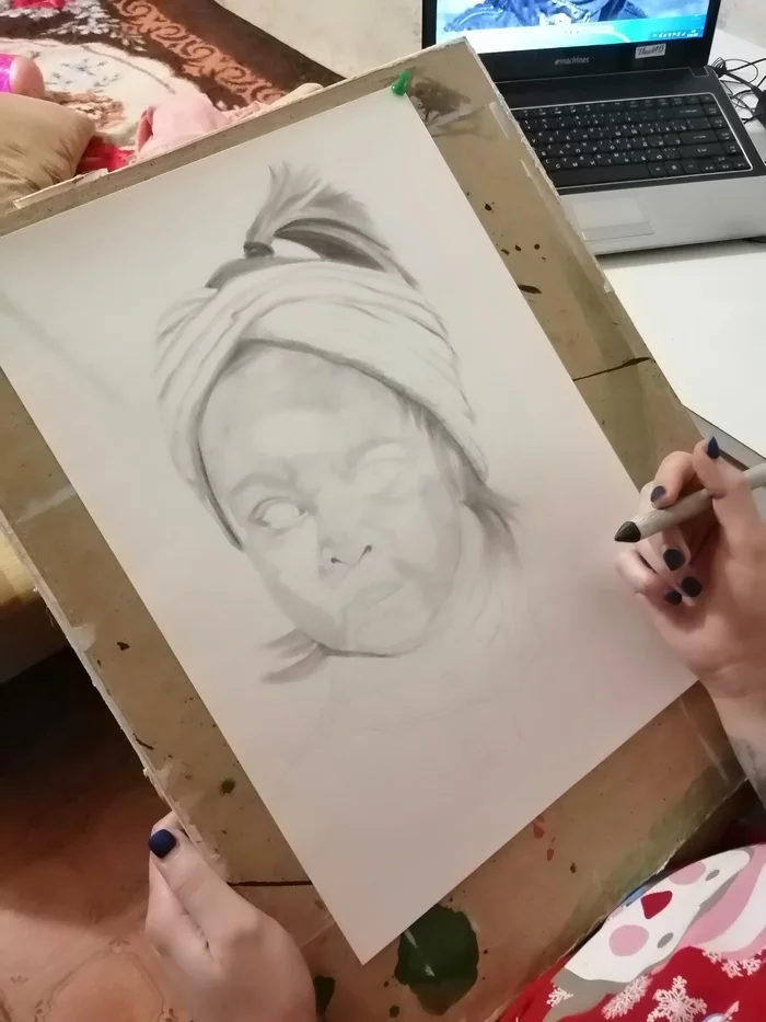 In progress - My, Portrait, Pencil drawing