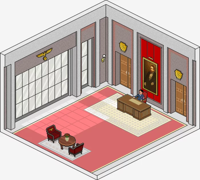 Hitler's office from The Man in the High Castle - My, Pixel Art, Isometric, Adolf Gitler, Swastika, Cabinet, The Man in the High Castle
