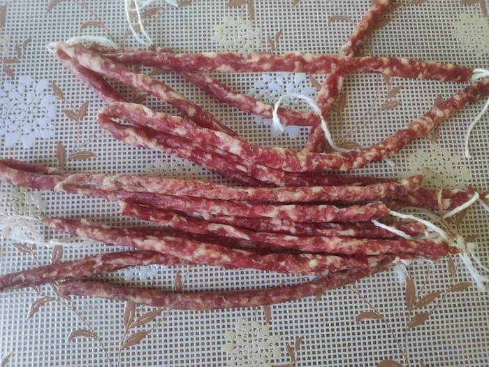 Dried sausage in 3 days - My, Raw dried sausage, Cooking, Longpost, Meat