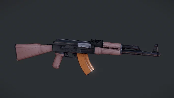 AK - 47 - Моё, Оружие, Игры, 3D, Mesh, Blender, Blender 3D графика, Sketchfab