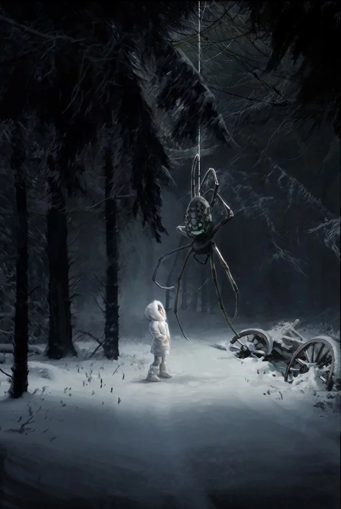 Baby, are you lost? - Art, Girl, Monster, Spider, Forest