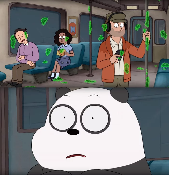 When forced to use public transport during an epidemic - Serials, The Bears, Transport, Storyboard, We Bare Bears, Longpost, Coronavirus, Epidemic